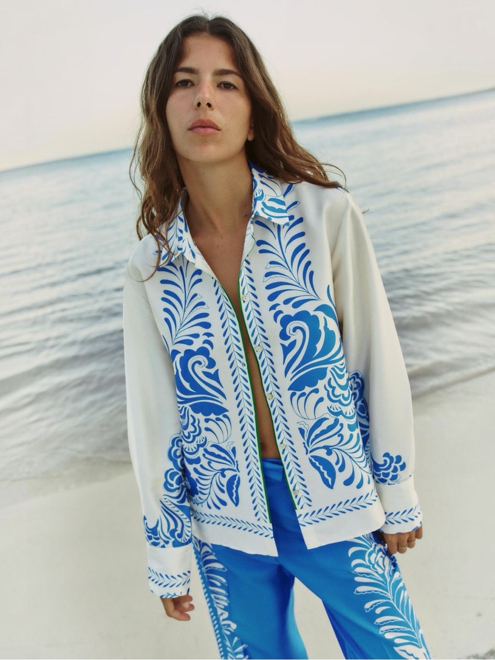 Zara Blue & White Printed Women’s button down.